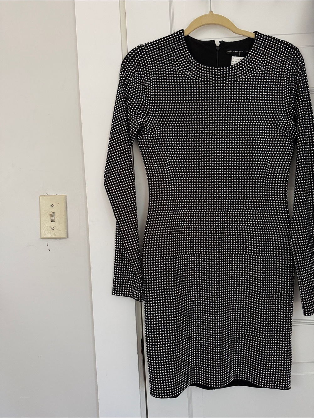 Good American Black and White Long-Sleeve Patterned Dress